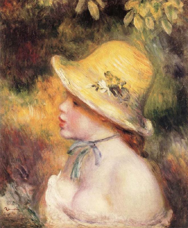 Pierre Renoir Young Girl in a Straw Hat Spain oil painting art